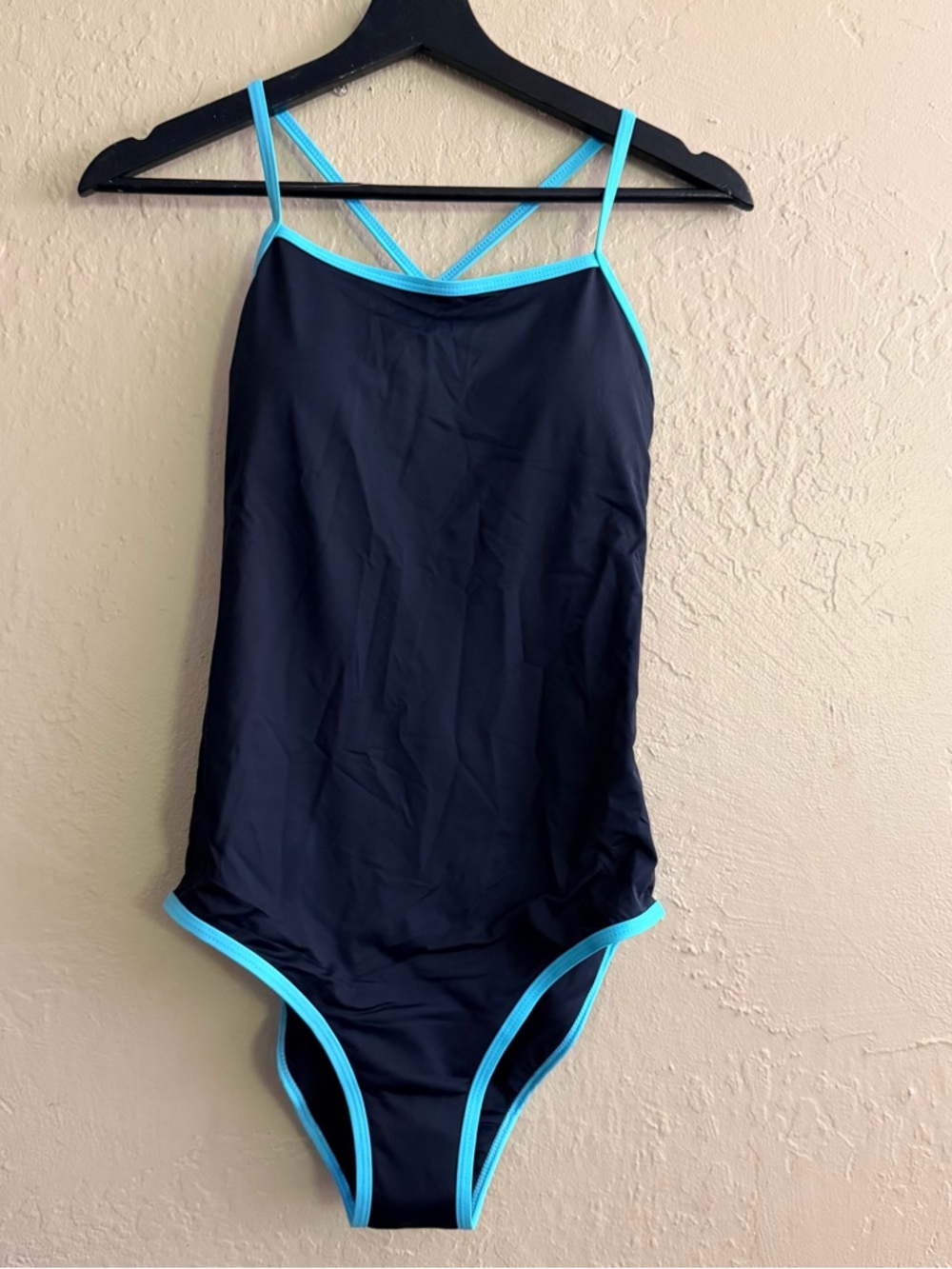 Classic Black One-Piece Swimsuit with Aqua Trim